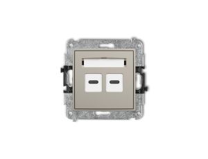 MINI Mechanizm gniazda podwójnego 2xUSB C-C taupe 60MGUSB-8