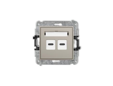MINI Mechanizm gniazda podwójnego 2xUSB C-C taupe 60MGUSB-8