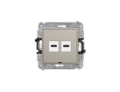 MINI Mechanizm ładowarki USB podwójnej 2xUSB C, 20W max., bez pola opisowego taupe 60MCUSBBO-7