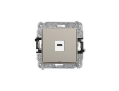 MINI Mechanizm gniazda pojedynczego 1xUSB C-C, bez pola opisowego taupe 60MGUSBBO-7