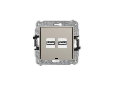 MINI Mechanizm ładowarki USB podwójnej 2xUSB A, 15,5W max., 5V, 3.1A, bez pola opisowego taupe 60MCUSBBO-6