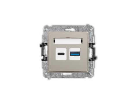 MINI Mechanizm ładowarki USB podwójnej USB C + USB A, 20W max. taupe 60MCUSB-8