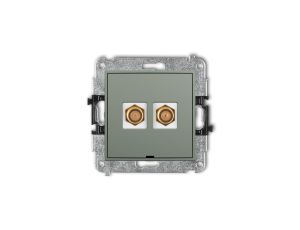 MINI Mechanizm gniazda antenowego podwójnego typu F (SAT) pozłacany, bez pola opisowego szałwiowy 61MGFBO-2.1