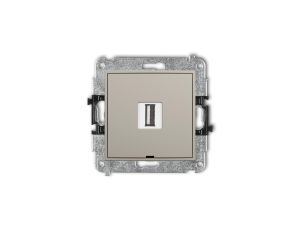 MINI Mechanizm gniazda pojedynczego USB A-A 2.0, bez pola opisowego taupe 60MGUSBBO-1