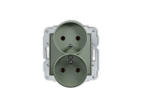 MINI Mechanizm gniazda podwójnego do ramki z uziemieniem 2x(2P+Z) (bez przesłon torów prądowych) szałwiowy 61MGPR-2z