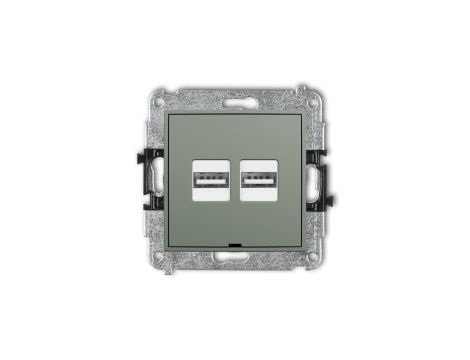MINI Mechanizm ładowarki USB podwójnej 2xUSB A, 15,5W max., 5V, 3.1A, bez pola opisowego szałwiowy 61MCUSBBO-6