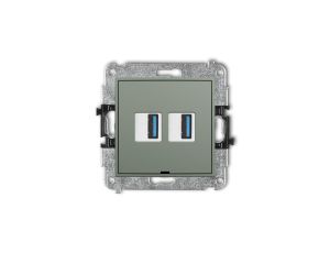 MINI Mechanizm gniazda podwójnego 2xUSB A-A 3.0, bez pola opisowego szałwiowy 61MGUSBBO-6