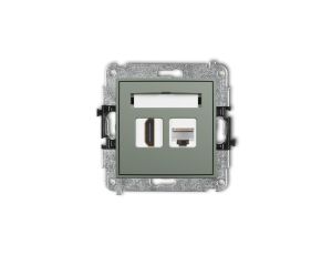 MINI Mechanizm gniazda pojedynczego HDMI 2.0, 4K + gniazda komp. poj. 1xRJ45, kat. 5e, 8-stykowy szałwiowy 61MGHK