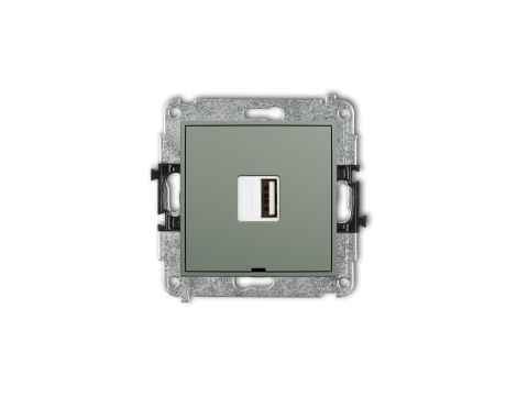 MINI Mechanizm ładowarki USB pojedynczej USB A, 5W max., 5V, 1A, bez pola opisowego szałwiowy 61MCUSBBO-1