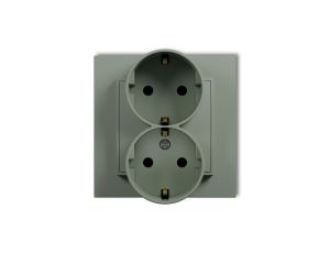 MINI Gniazdo podwójne z uziemieniem SCHUKO 2x(2P+Z) (przesłony torów prądowych) szałwiowy 61MGP-2sp
