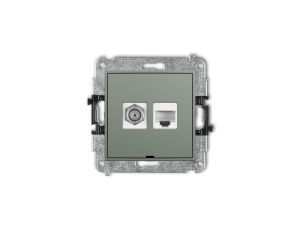 MINI Mechanizm gniazda antenowego poj. typu F (SAT) + gniazda komp. 1xRJ45, kat. 6, 8-stykowy, bez opisu szałwiowy 61MGFKBO-3