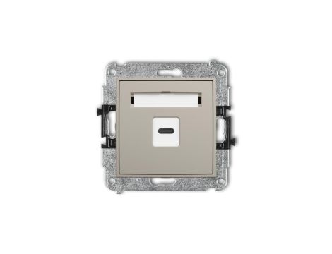 MINI Mechanizm gniazda pojedynczego 1xUSB C-C taupe 60MGUSB-7