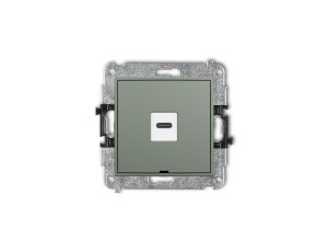 MINI Mechanizm gniazda pojedynczego 1xUSB C-C, bez pola opisowego szałwiowy 61MGUSBBO-7