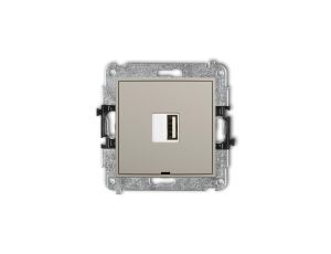 MINI Mechanizm ładowarki USB pojedynczej USB A, 5W max., 5V, 1A, bez pola opisowego taupe 60MCUSBBO-1