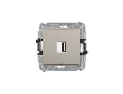 MINI Mechanizm ładowarki USB pojedynczej USB A, 5W max., 5V, 1A, bez pola opisowego taupe 60MCUSBBO-1