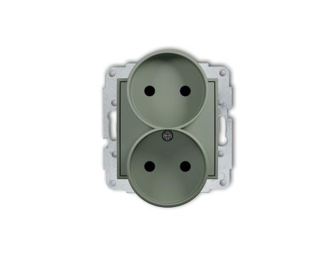 MINI Mechanizm gniazda podwójnego do ramki bez uziemienia 2x2P (przesłony torów prądowych) szałwiowy 61MGPR-2p