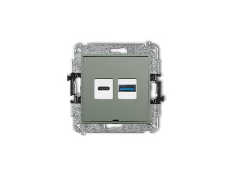 MINI Mechanizm ładowarki USB podwójnej USB C + USB A, 20W max., bez pola opisowego szałwiowy 61MCUSBBO-8