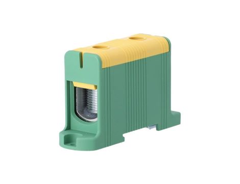 Blok rozdzielczy odgałęźny Al/Cu 35-150mm2 (max. 150mm2) na szynę TH35 żółto-zielony FJ-E150/D HEDO