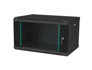 Szafka rack wisząca 19 6U 600x450, niedzielona, drzwi szklane jednoskrzydłowe, tył osłona pełna, SW-6U-600-450-N-DSJ-OP-RP-F-C-1