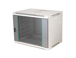 Szafka rack wisząca 19 15U 600x450, niedzielona, drzwi szklane jednoskrzydłowe, tył osłona pełna, osłony boczne zamykane na kluc