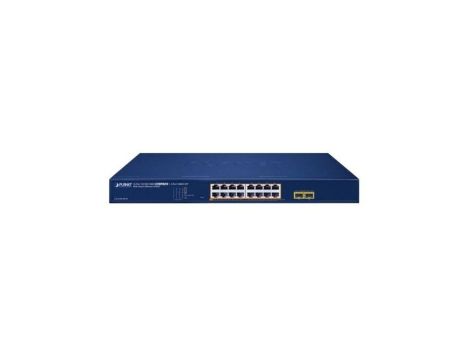 Switch 16xPoE 2xSFP GS-2210-16P2S PLANET 16-portowy przełącznik 10/100/1000T 802.3at PoE + 2-portowy 1000-SFP Web Smart Ethernet