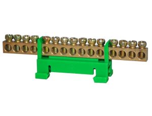 Listwa zaciskowa 15-polowa 10mm2 TH35 zielona LZ-15G