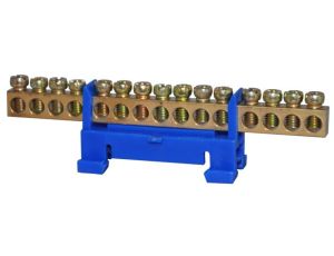 Listwa zaciskowa 15-polowa 10mm2 TH35 niebieska LZ-15B