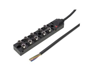 Rozdzielacz, 23x164x31mm, 10-30VDC, 10x M8 3-PIN, stały rozdzielacz kabla / podłączony kabel magistrali, IP67 VK001109