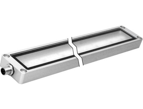 EM550120 Oświetlenie maszynowe LED, 55x165x20mm, światło białe, 7W, 1000lx, 5000K, 22-28V DC, wtyczka M12 4-pin, IP67