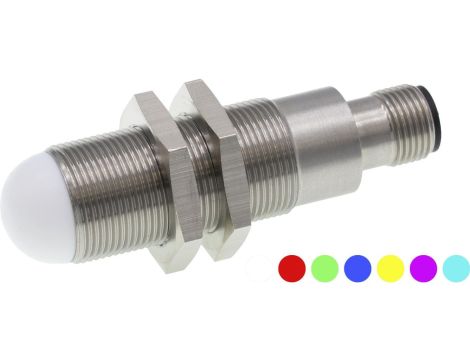 Lampa sygnalizacyjna LED, M18x1 69lang, wielokolorowa dioda LED, 12-30VDC, wtyczka M12 4-stykowa, IP65 EZ180420