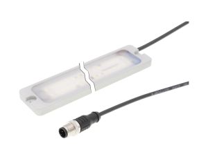 EM380221 Oświetlenie maszynowe LED, 240x38x8mm, światło białe, 11W, 5200K, 22-28V DC, wtyczka kabla M12 3-pin 0.5m, IP67