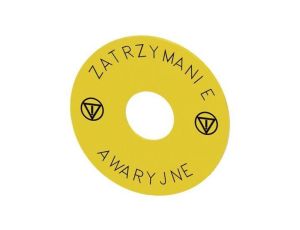 Etykieta podkładkowa żółta okrągła 75mm z inskrypcją /ZATRZYMANIE AWARYJNE/ otwór 22mm SIRIUS ACT 3SU1900-0BB31-0ND0 /10szt./