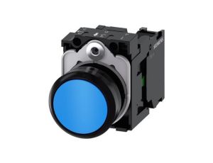 Przycisk 22 mm, round, plastic, blue, flat, momentary contact type, with holder 1 NO, screw terminal 3SU1100-0AB50-1BA0