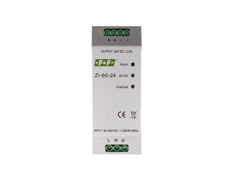 Zasilacz impulsowy 230VAC/24VDC 60W 2,5A ZI-60-24V