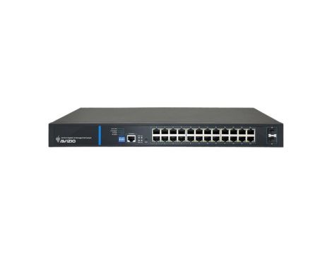 Switch 19 RACK 24x port RJ45 (Gigabit Ethernet 1000Mb/s) + 2x port SFP Uplink 1Gb/s + 1 port konsolowy RJ45, przełącznik zarządz