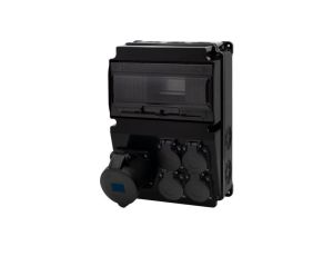 Rozdzielnica czarna LAGO 10M SCENIC - gniazda proste 32A 3p, 4x230V /10 modułów/