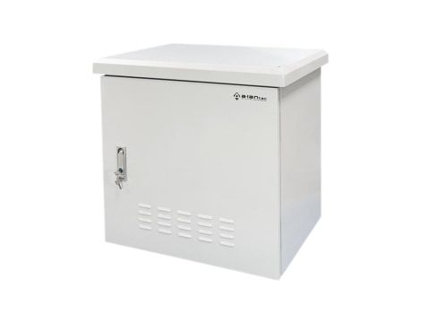 Zewnętrzna szafka rack IP55, wisząca 19 6U 600x450, 4 belki nośne, 4 przepusty kablowe, kolor szary