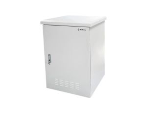 Zewnętrzna szafka rack IP55, wisząca 19 15U 600x600, 4 belki nośne, 4 przepusty kablowe, kolor szary