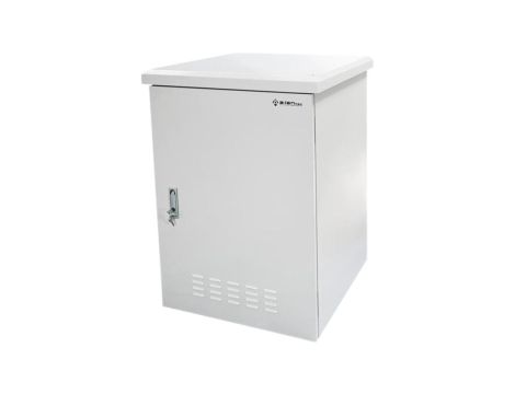 Zewnętrzna szafka rack IP55, wisząca 19 15U 600x600, 4 belki nośne, 4 przepusty kablowe, kolor szary