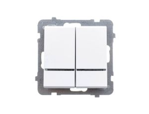 SONATA Łącznik dwugrupowy świecznikowy z podświetleniem niebieskim biały mat ŁP-2RS/m/75