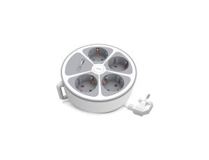 Przedłużacz stały 4x z włącznikiem oraz gniazdami USB A USB C 2m schuko PS-470SWS/O+USBA+USBC/2 E W-30015