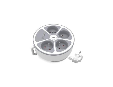 Przedłużacz stały 4x z włącznikiem oraz gniazdami USB A USB C 2m PS-470WS/O+USBA+USBC/2 E W-30016