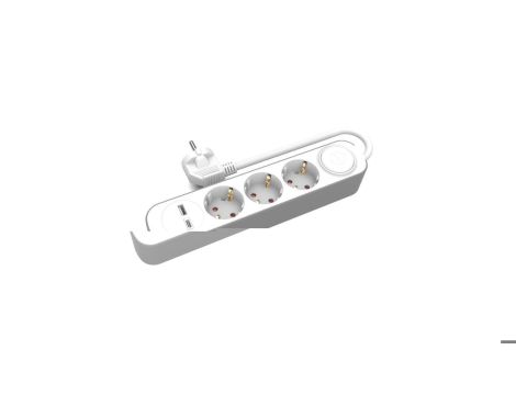Przedłużacz stały 3x z włącznikiem oraz gniazdami USB A USB C 3m schuko PS-370SWS+USBA+USBC/3 E W-30007