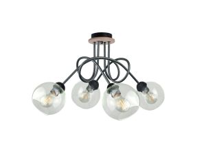 Lampa sufitowa nowoczesna 4xE27 EVIE BLACK/WOOD