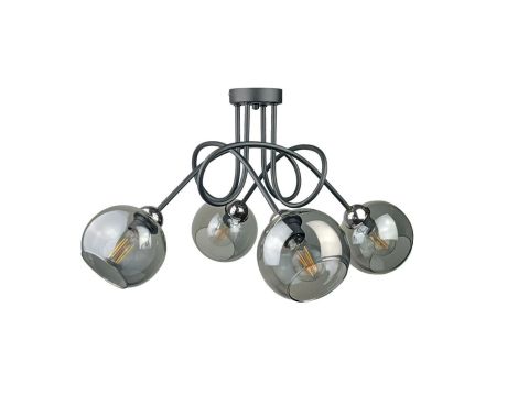 Lampa sufitowa nowoczesna 4xE27 RING BLACK/SILVER