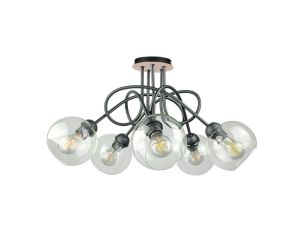 Lampa sufitowa nowoczesna 5xE27 EVIE BLACK/WOOD