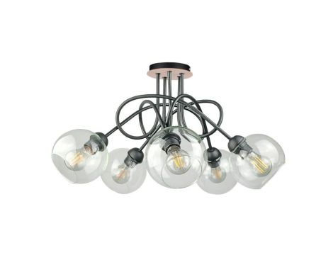 Lampa sufitowa nowoczesna 5xE27 EVIE BLACK/WOOD