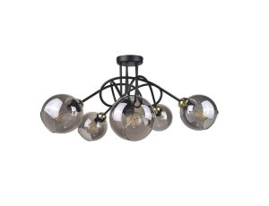 Lampa sufitowa nowoczesna 5xE27 RING BLACK/GOLD