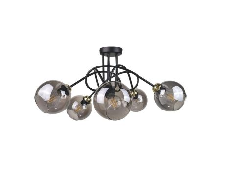 Lampa sufitowa nowoczesna 5xE27 RING BLACK/GOLD
