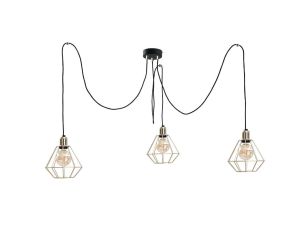 Lampa wisząca loftowa 3 xE27 COMO GOLD